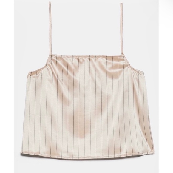 NEW ZARA STRIPED SATIN CROP TOP - Picture 7 of 8